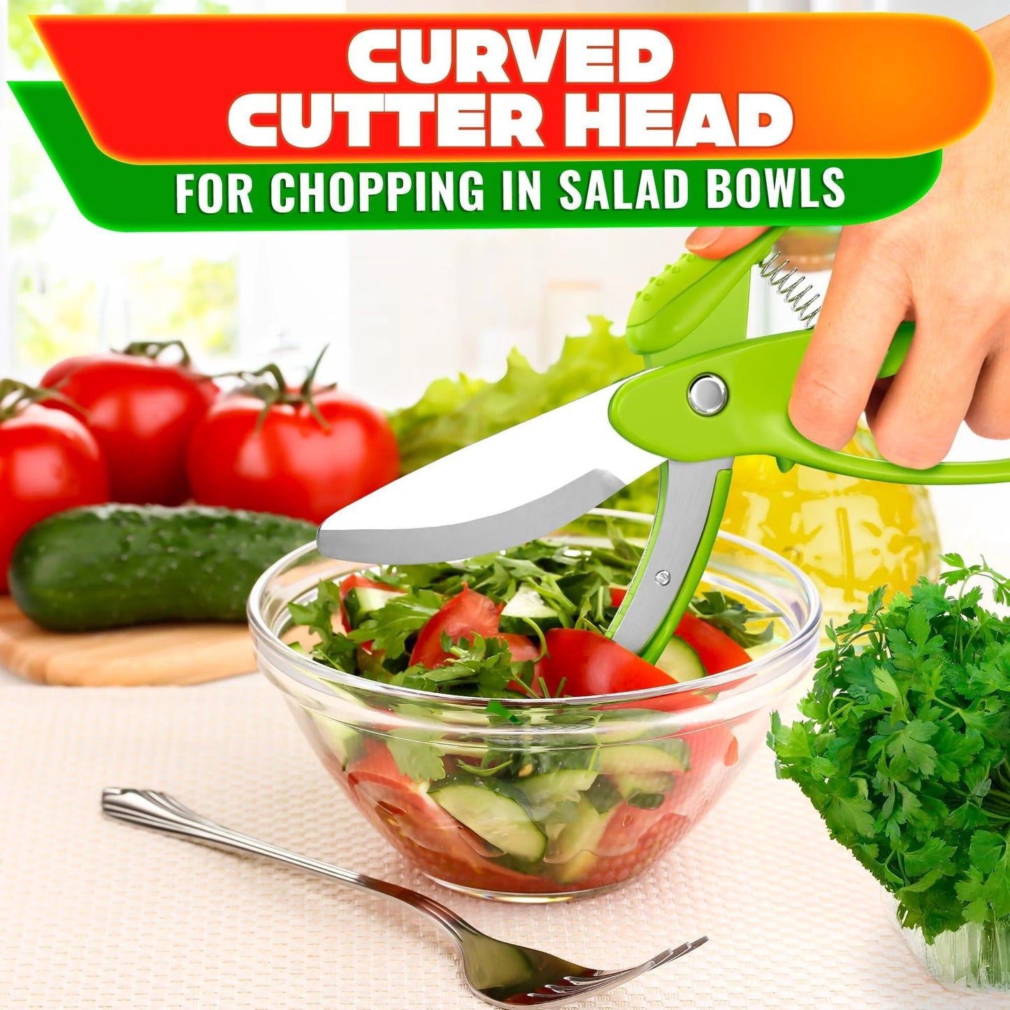 Professional Salad Chopper Scissors - Vegetable Cutting Tool for Effortless Chopped Salads and Lettuce Shredding