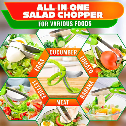 Professional Salad Chopper Scissors - Vegetable Cutting Tool for Effortless Chopped Salads and Lettuce Shredding