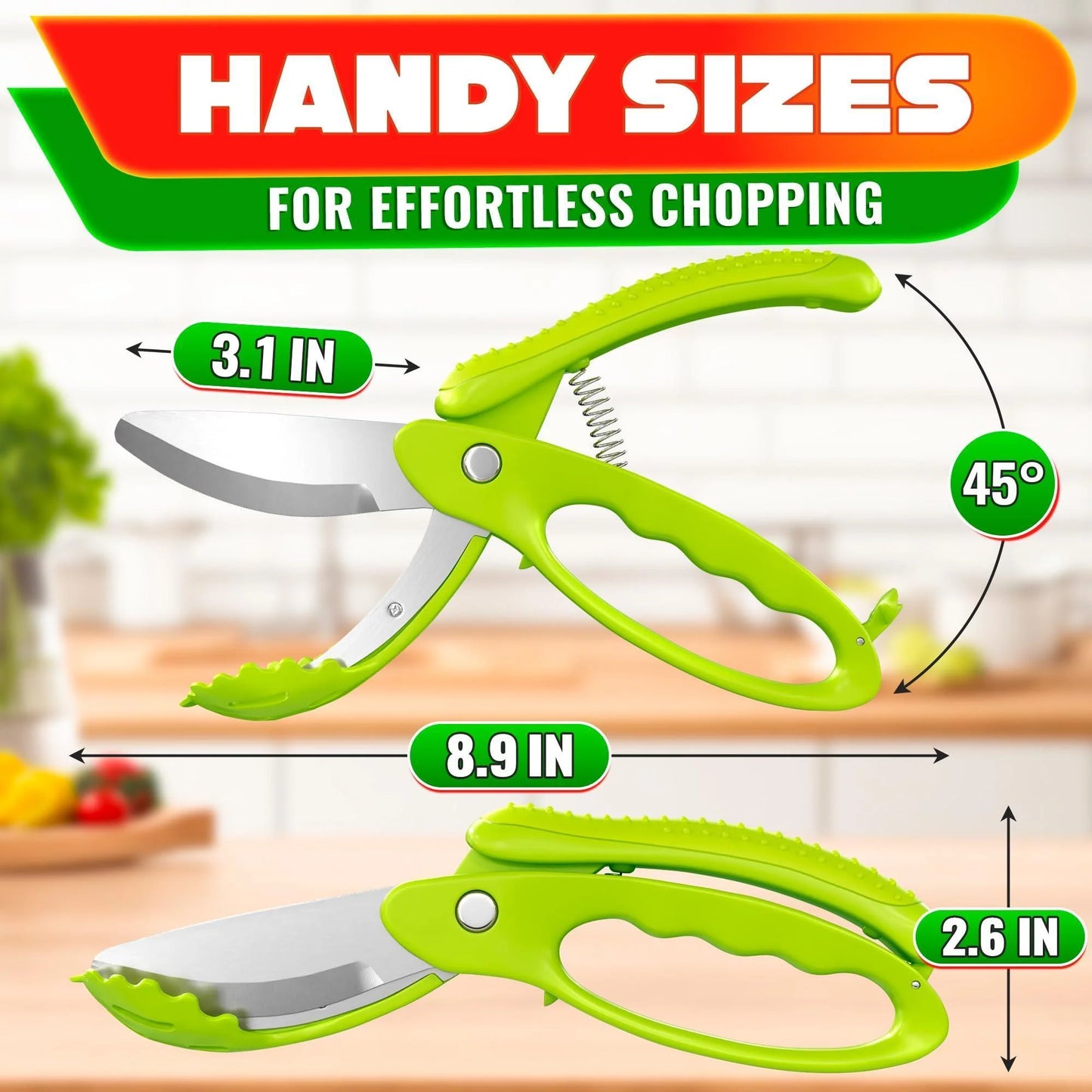 Professional Salad Chopper Scissors - Vegetable Cutting Tool for Effortless Chopped Salads and Lettuce Shredding